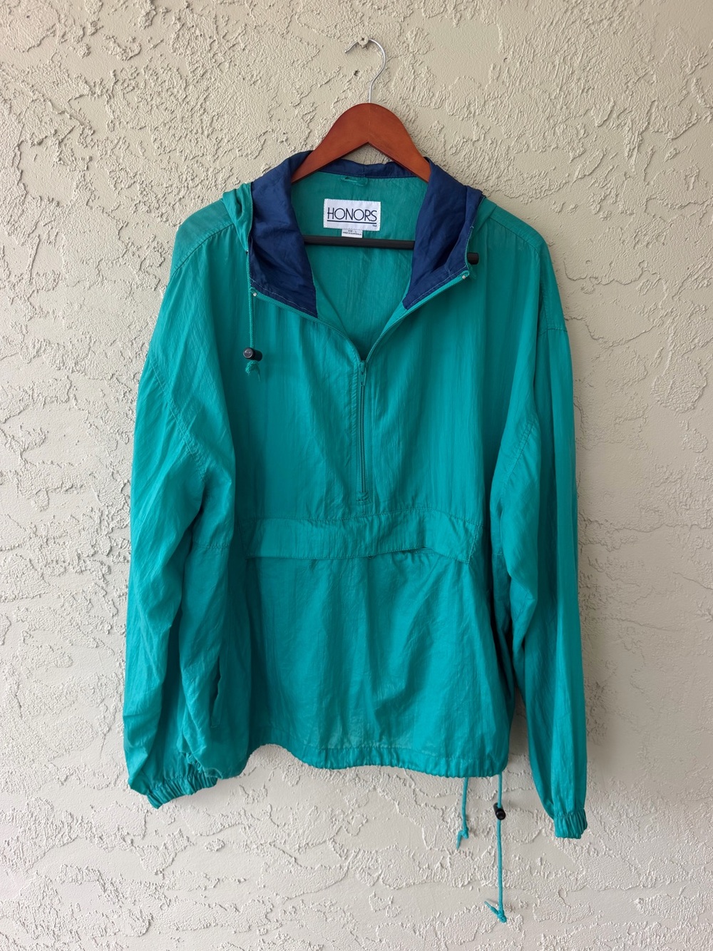 Honors Teal Nylon Pullover Windbreaker Jacket – Size L – 80s/90s